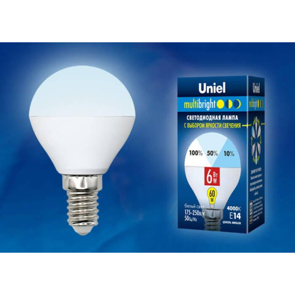 Лампа светодиодная Uniel E14 6W 4000K матовая LED-G45-6W/NW/E14/FR/MB PLM11WH UL-00002376 Лампа светодиодная Uniel E14 6W 4000K матовая LED-G45-6W/NW/E14/FR/MB PLM11WH UL-00002376