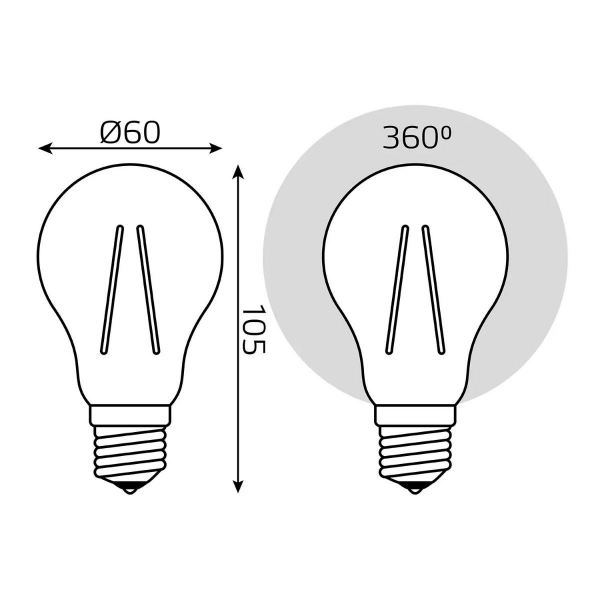 Лампа cветодиодная филаментная Gauss E27 10W 2400K прозрачная 102802010