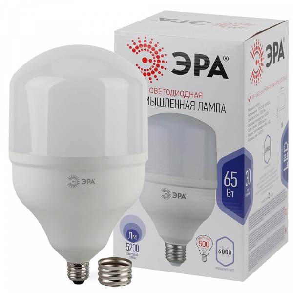 Лампа светодиодная ЭРА E40 65W 6500K матовая LED POWER T160-65W-6500-E27/E40 Б0027924