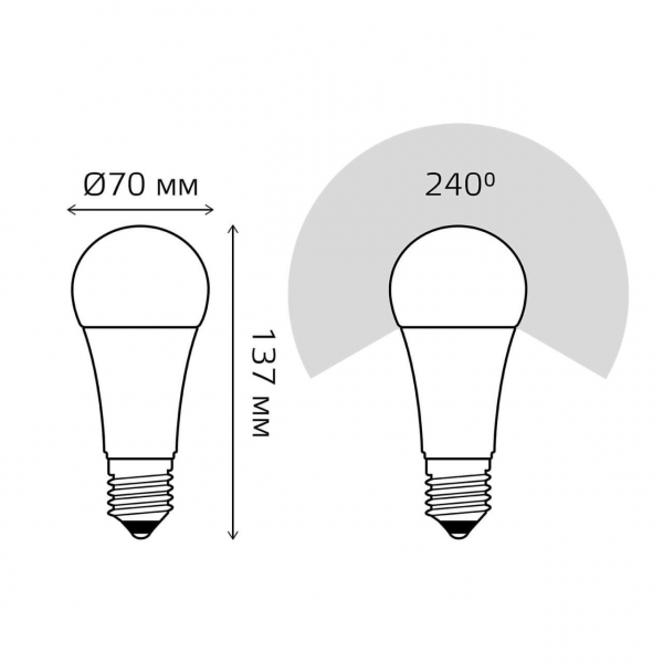 Лампа светодиодная Gauss E27 25W 4100K матовая 73225