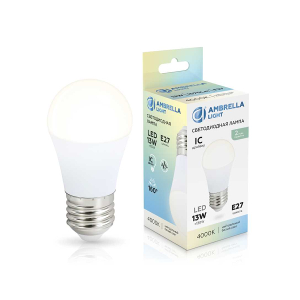 Лампа светодиодная Шар G45 13W 4000K Ambrella light Bulding 451304 Лампа светодиодная Шар G45 13W 4000K Ambrella light Bulding 451304