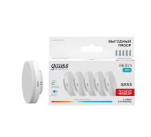 Лампа Gauss Elementary GX53 12W 860lm 4100K 5 шт/уп LED 1/20 84822V