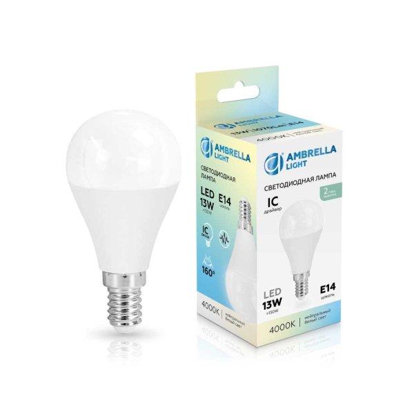 Лампа светодиодная Шар P45 13W 4000K Ambrella light Bulding 451314 Лампа светодиодная Шар P45 13W 4000K Ambrella light Bulding 451314