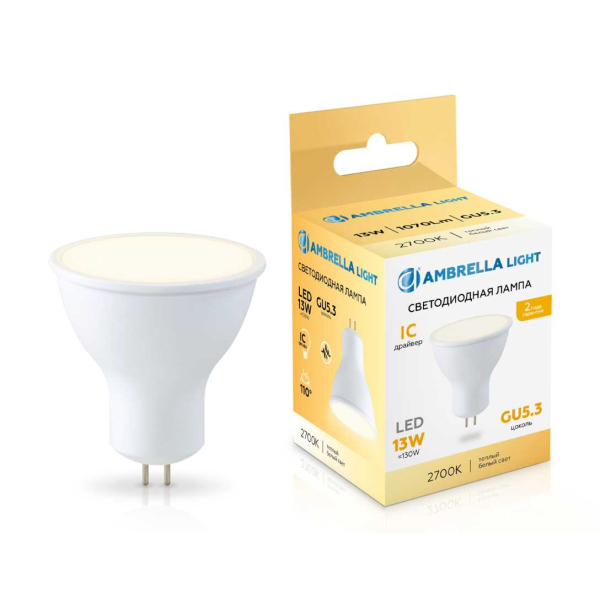Светодиодная лампа MR16 13W 2700K Ambrella light Bulding 161303 Светодиодная лампа MR16 13W 2700K Ambrella light Bulding 161303