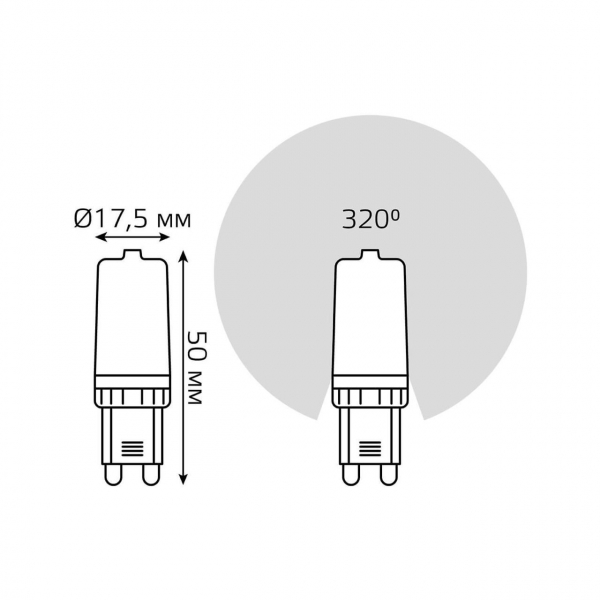 Лампа светодиодная Gauss G9 3,5W 6500K прозрачная 107009305