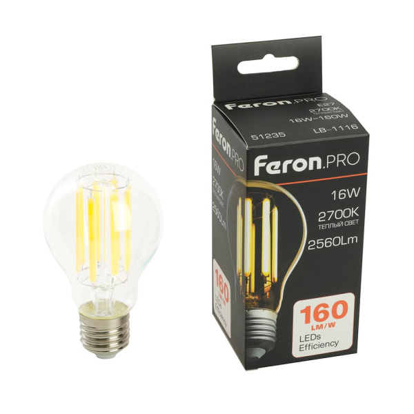 Лампа светодиодная Feron.PRO LB-1116 Шар E27 2560LM 16W 175-265V 2700K 51235 Лампа светодиодная Feron.PRO LB-1116 Шар E27 2560LM 16W 175-265V 2700K 51235