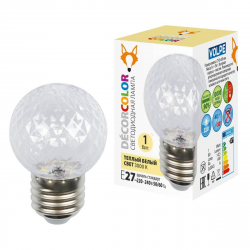 Лампа светодиодная E27 1W 3000K прозрачная LED-D45-1W/3000K/E27/CL/С PINEAPPLE UL-00010064