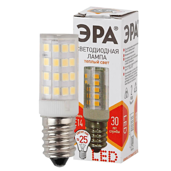 Лампа светодиодная ЭРА E14 3,5W 2700K прозрачная LED T25-3,5W-CORN-827-E14 Б0028744