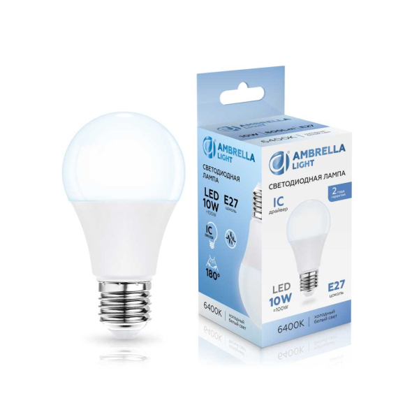 Лампа светодиодная Лон A60 10W 6400K Ambrella light Bulding 601006