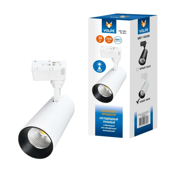 Трековый светодиодный светильник Volpe ULB-Q277 30W/4000К WHITE UL-00008053 Трековый светодиодный светильник Volpe ULB-Q277 30W/4000К WHITE UL-00008053