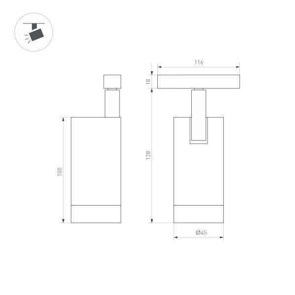 Трековый светодиодный светильник для магнитного шинопровода Arlight Mag-Orient-Spot-R45-12W Warm3000 033827