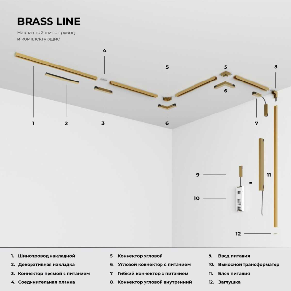 Трековый светильник Elektrostandard Brass Line a071850