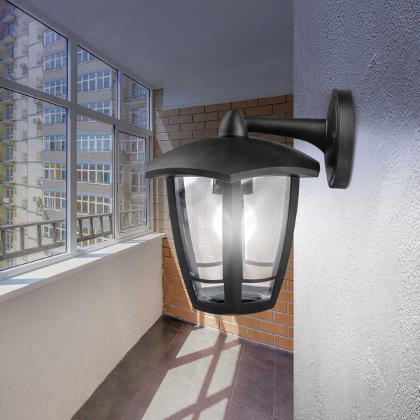 Садово-парковый светильник ЭРА «Дели 3» НБУ 07-40-004 черный 6-гранный настенный IP44 Е27 max 60Вт Б0051188