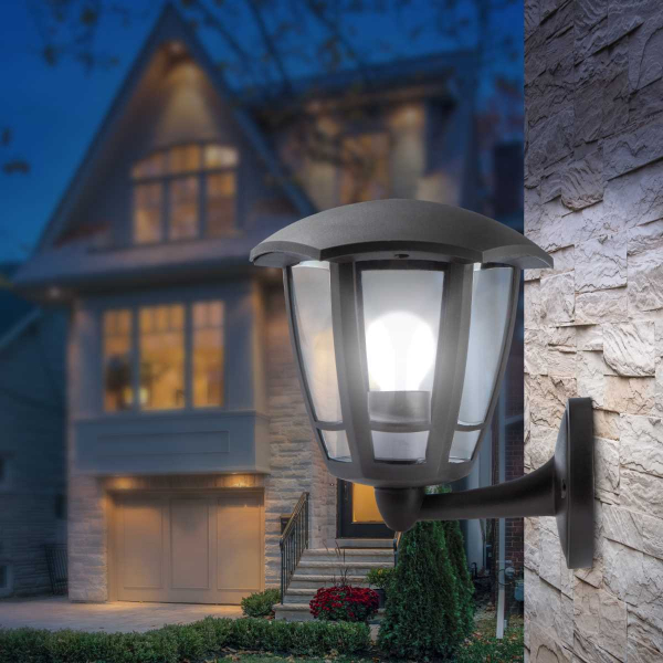 Садово-парковый светильник ЭРА «Дели 1» НБУ 07-40-003 черный 6-гранный настенный IP44 Е27 max60Вт Б0051187