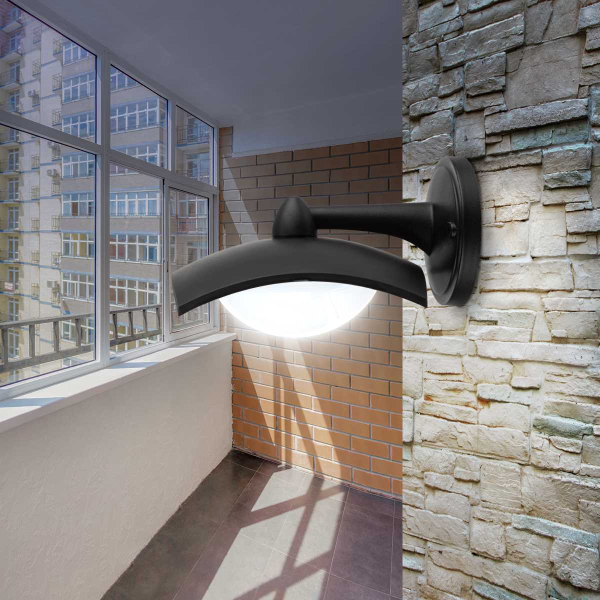 Садово-парковый светильник ЭРА ДБУ 07-8-004 Дели 4 черный 4 гранный настенный IP44 светодиодный 8Вт 6500K Б0057524