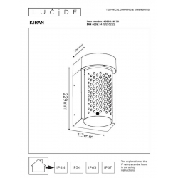 Уличный настенный светодиодный светильник Lucide Kiran 45800/10/30