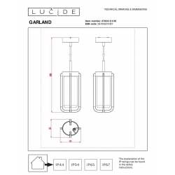 Уличный подвесной светильник Lucide Garland 27824/01/30