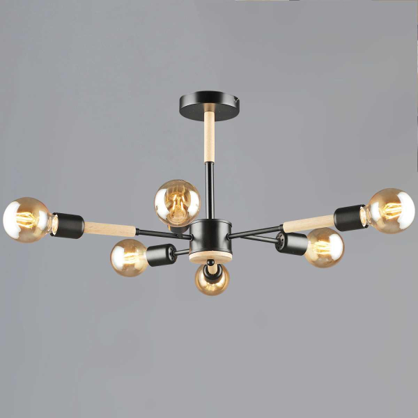 Люстра Reluce 99960-0.3-06 BK+WOOD