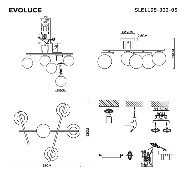 Потолочная люстра Evoluce Sierra SLE1195-302-05 Потолочная люстра Evoluce Sierra SLE1195-302-05