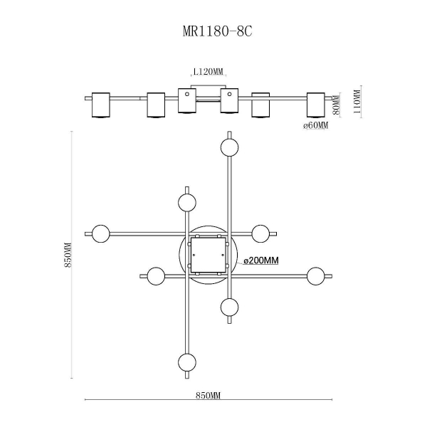 Потолочная люстра MyFar Gella MR1180-8C