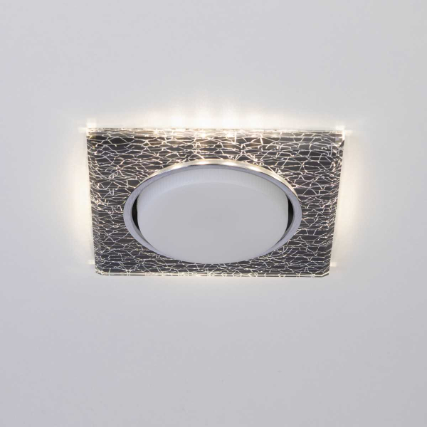 Светильник встраиваемый cо светодиодной подсветкой ЭРА DK LD50 WH/BK под лампу GX53 белый/черный Б0057469