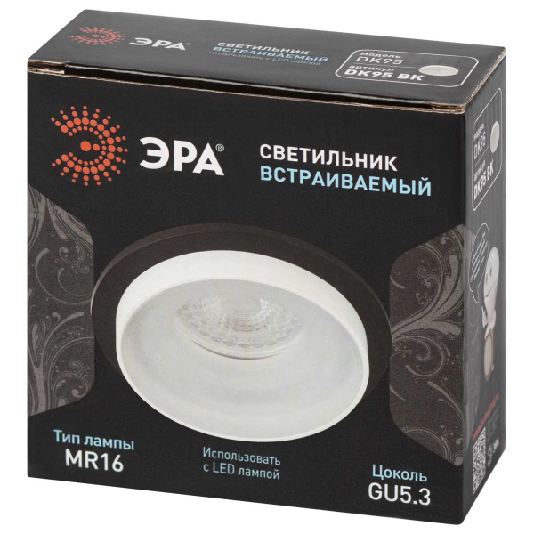 Светильник встраиваемый декоративный ЭРА DK95 BK под лампу MR16 GU5.3 черный Б0055591