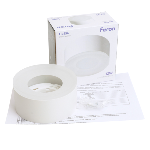 Светильник потолочный Feron HL456 12W, 230V, GX53, белый 51346 Светильник потолочный Feron HL456 12W, 230V, GX53, белый 51346