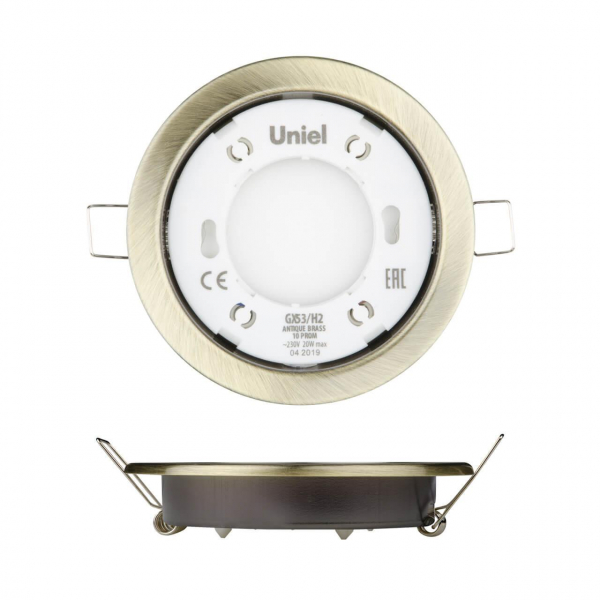 Встраиваемый светильник Uniel GX53/H2 Antique Brass 10 Prom UL-00005056