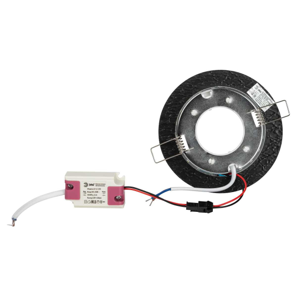 Светильник встраиваемый cо светодиодной подсветкой ЭРА DK LD51 WH/BK под лампу GX53 белый/черный Б0057464