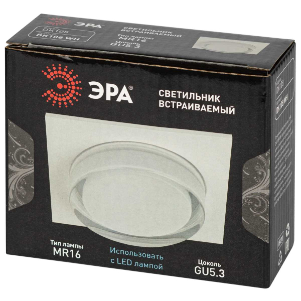 Светильник встраиваемый декоративный ЭРА DK108 WH под лампу MR16 GU5.3 белый Б0058398