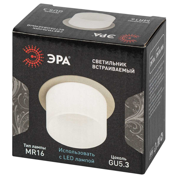Светильник встраиваемый декоративный ЭРА DK106 WH под лампу MR16 GU5.3 белый Б0058426