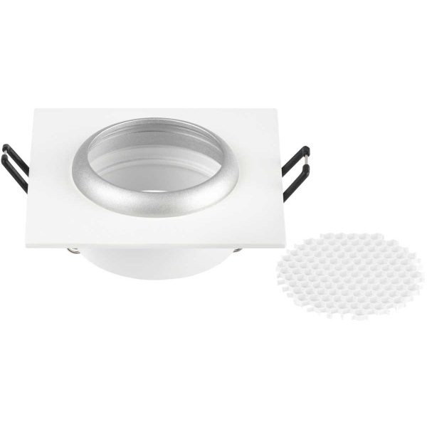 Светильник встраиваемый алюминиевый ЭРА KL110 WH/SL под лампу MR16 GU5.3 белый/серебро матовый Б0061532