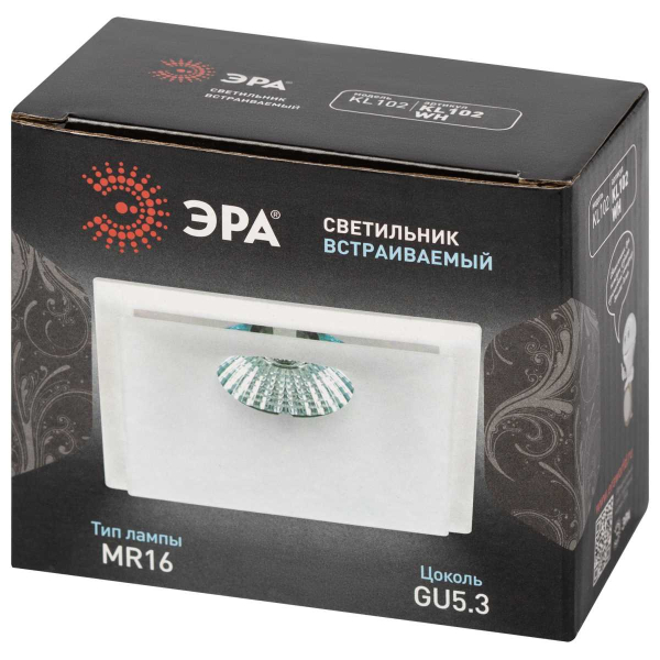 Светильник встраиваемый декоративный ЭРА KL102 WH под лампу MR16 GU5.3 белый Б0056350