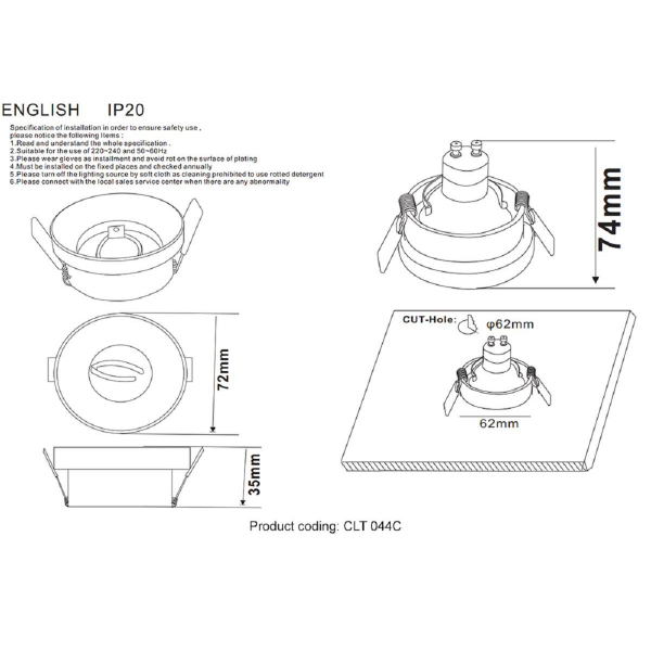 Встраиваемый светильник Crystal Lux CLT 044C CH