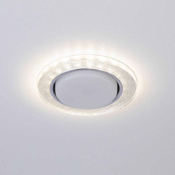 Светильник встраиваемый cо светодиодной подсветкой ЭРА DK LD51 CH/SHSL под лампу GX53 хром/серебро Б0057466