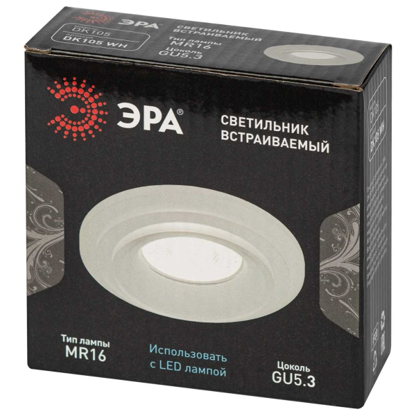 Светильник встраиваемый декоративный ЭРА DK105 WH под лампу MR16 GU5.3 белый Б0058392
