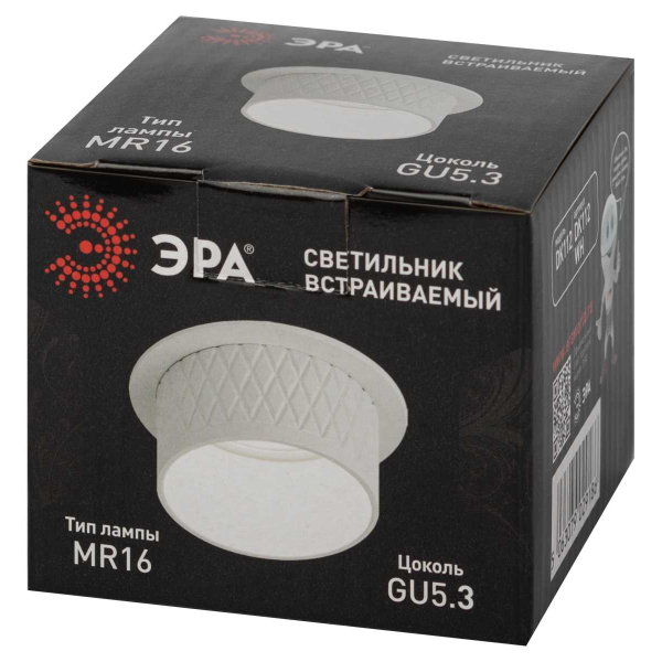 Светильник встраиваемый декоративный ЭРА DK112 WH под лампу MR16 GU5.3 белый Б0058434