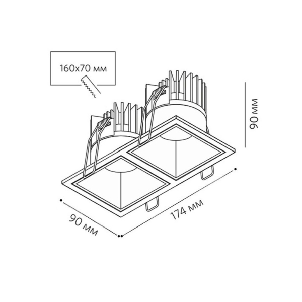 Встраиваемый светильник Italline IT06-6020 white 3000K - 2 шт. + IT06-6022 white