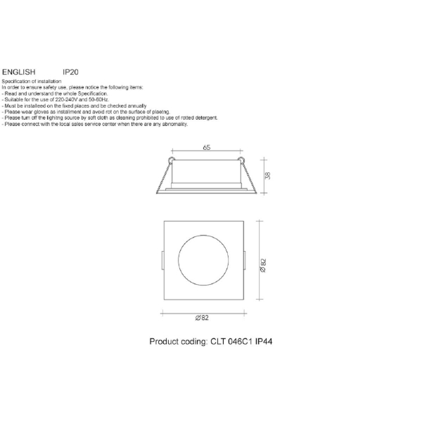 Встраиваемый светильник Crystal Lux CLT 046C1 BL IP44