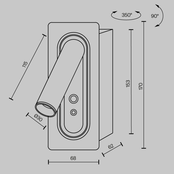 Настенный светильник (бра) Maytoni MOD495WL-L3B3K