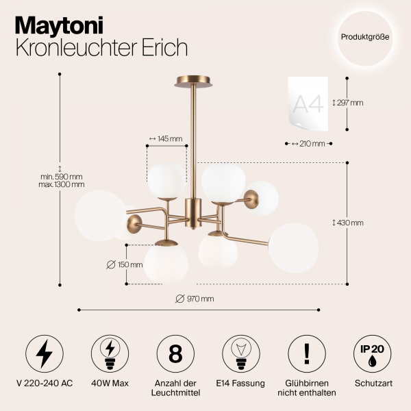 Люстра Maytoni MOD221-PL-08-G