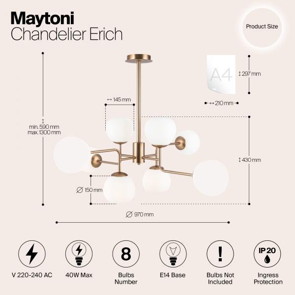 Люстра Maytoni MOD221-PL-08-G