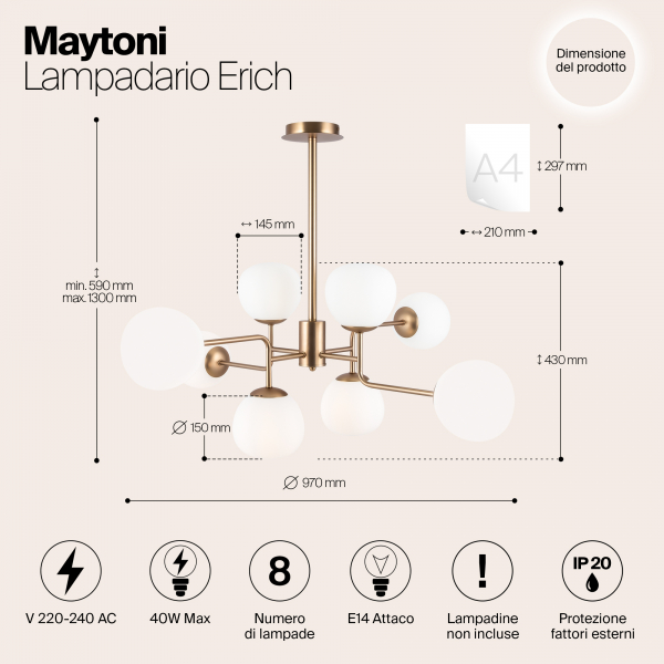 Люстра Maytoni MOD221-PL-08-G