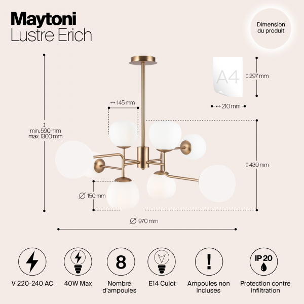 Люстра Maytoni MOD221-PL-08-G