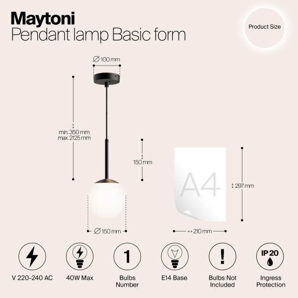 Подвесной светильник Maytoni MOD321PL-01B Подвесной светильник Maytoni MOD321PL-01B
