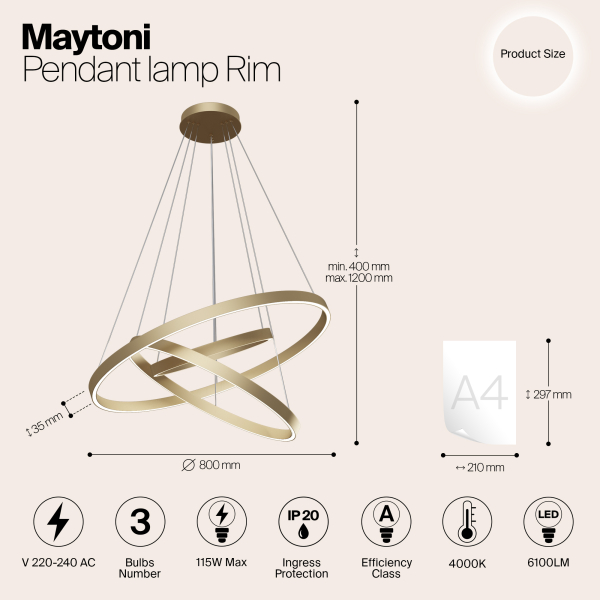 Подвесной светильник Maytoni MOD058PL-L100BS4K Подвесной светильник Maytoni MOD058PL-L100BS4K