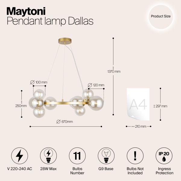 Подвесной светильник Maytoni MOD545PL-11G Подвесной светильник Maytoni MOD545PL-11G