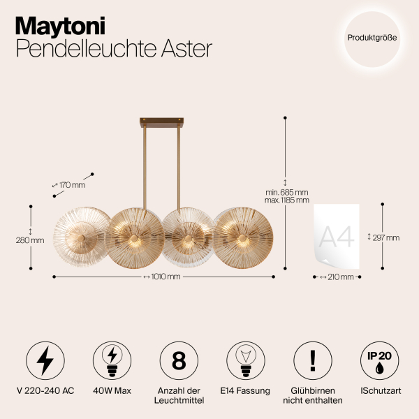 Подвесной светильник Maytoni MOD007PL-08G1