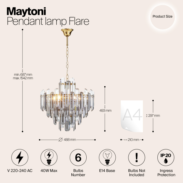 Подвесной светильник Maytoni DIA200PL-06G Подвесной светильник Maytoni DIA200PL-06G