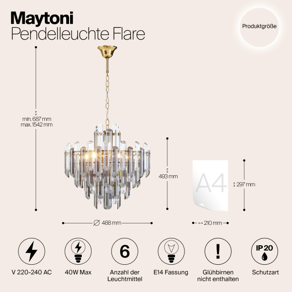 Подвесной светильник Maytoni DIA200PL-06G Подвесной светильник Maytoni DIA200PL-06G
